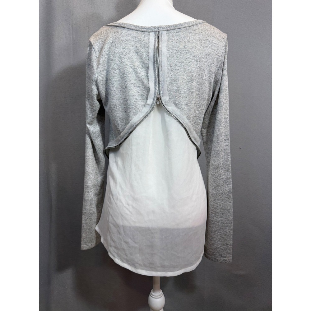 Miss Me Gray Knit Back Zip Cutout Top Moto Edgy Urban Textured Medium